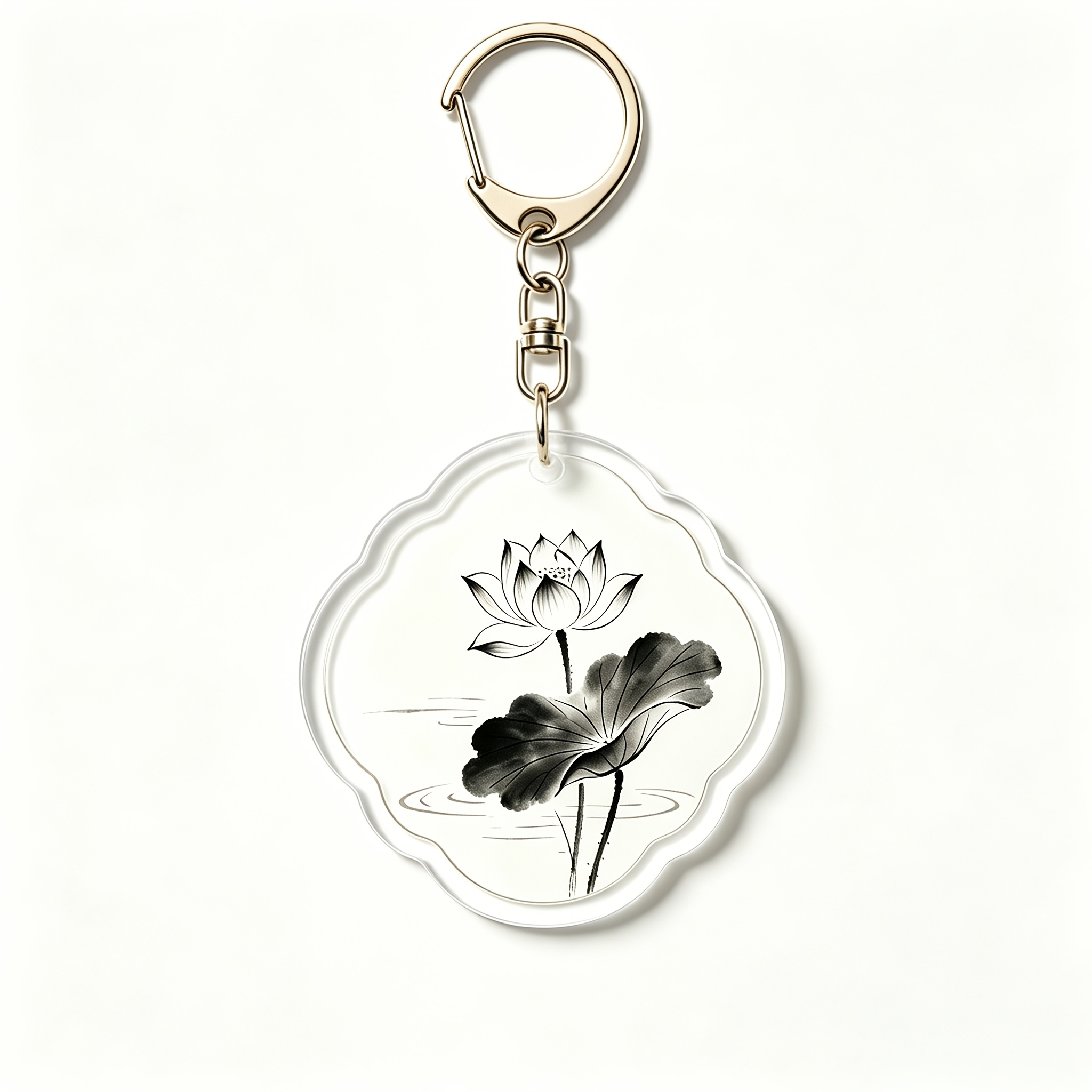 4pcs Chinese-style Elegant Lotus Pattern Acrylic Keychains